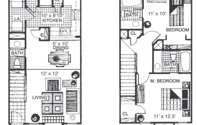 2 beds, 2.5 baths, 1,014 sqft, $1,444