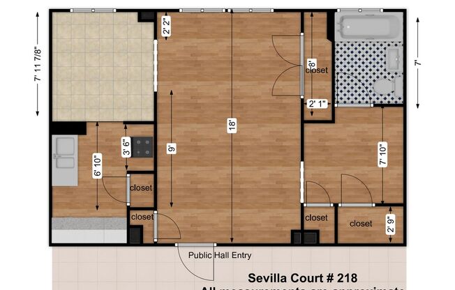 Studio, 1 bath, 400 sqft, $825, Unit 218