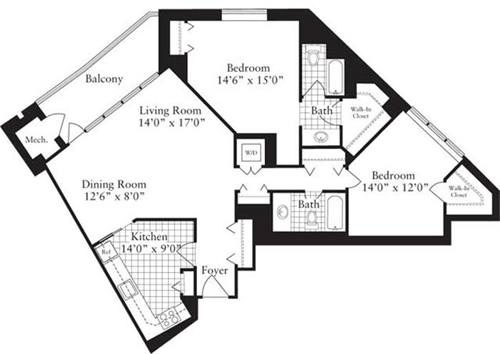 2 beds, 2 baths, 1,195 sqft, $3,785, Unit 0732