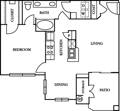1 bed, 1 bath, 830 sqft, $2,632, Unit 535