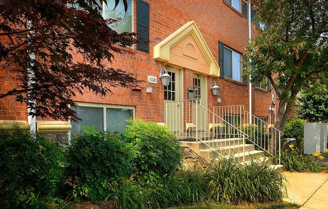 Stairway entrance to apartments at Gainsborough Court Apartments, Fairfax