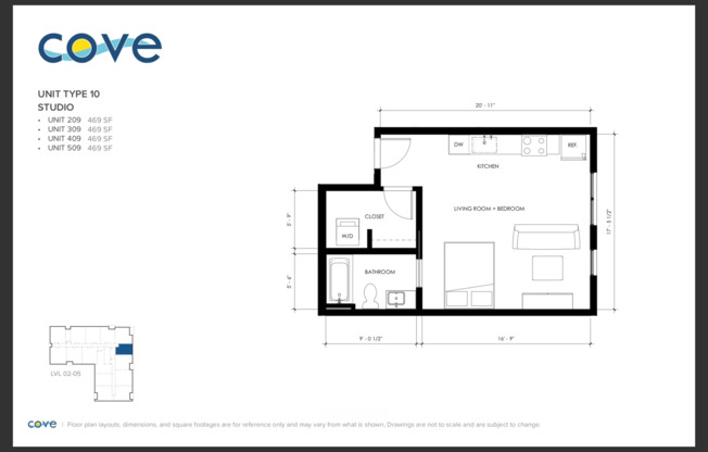 Studio, 1 bath, 469 sqft, $1,175, Unit APT 209