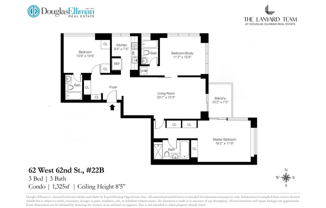 3 beds, 3 baths, 1,325 sqft, $10,500, Unit 22B