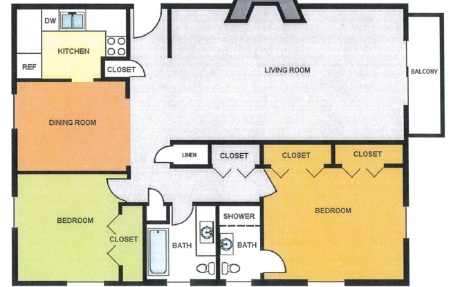 2 beds, 2 baths, 1,150 sqft, $1,083, Unit 0408