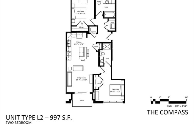 2 beds, 2 baths, 998 sqft, $2,470, Unit 207