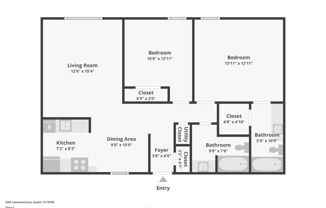 2 beds, 2 baths, 960 sqft, $1,500, Unit ELP2202-162