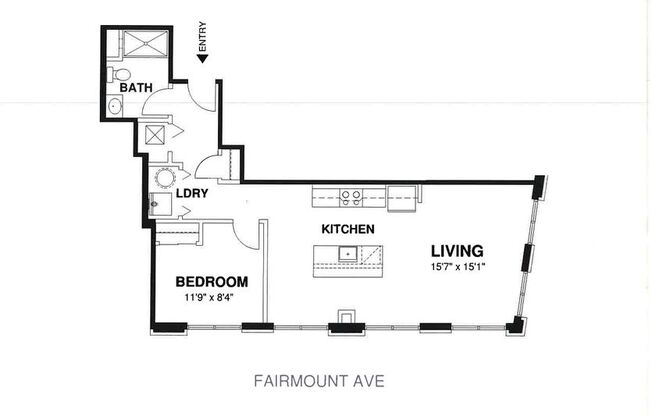 1 bed, 1 bath, 558 sqft, $1,750, Unit 202