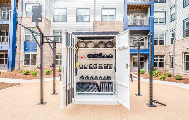 the closet at the m on hennepin apartments at Preston Ridge, Cary