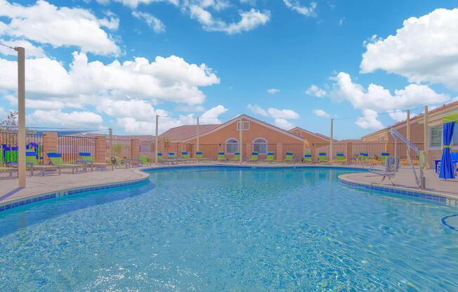 a blue pool of water