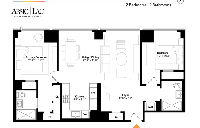 2 beds, 2 baths, 1,103 sqft, $16,500, Unit 807