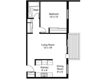 1 bed, 1 bath, 663 sqft, $1,210