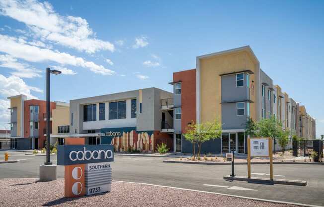 a building with a sign in front of it