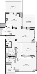 2 beds, 2 baths, 1,401 sqft, $5,226