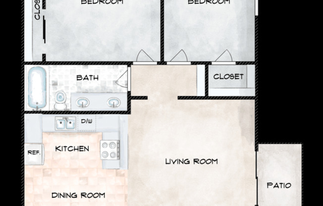 2 beds, 1 bath, 819 sqft, $1,415