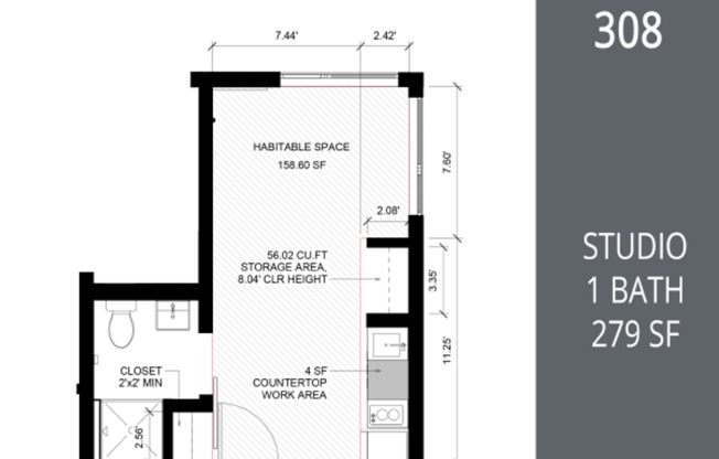 Studio, 1 bath, 271 sqft, $1,025, Unit B06