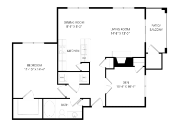 1 bed, 1 bath, 912 sqft, $1,260