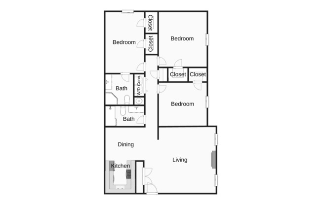 3 beds, 2 baths, 1,344 sqft, $1,340