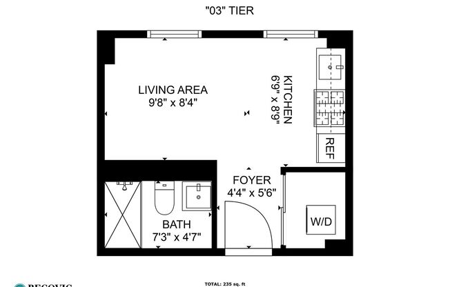 Studio, 1 bath, 233 sqft, $1,495, Unit 803