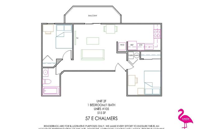 1 bed, 1 bath, 475 sqft, $1,215