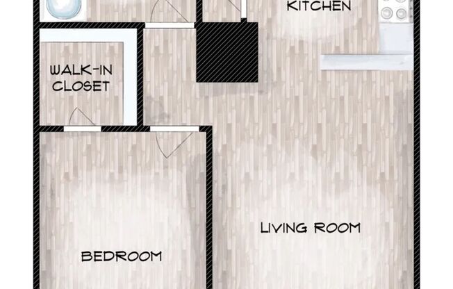 1 bed, 1 bath, 529 sqft, $1,100, Unit 113 W/D