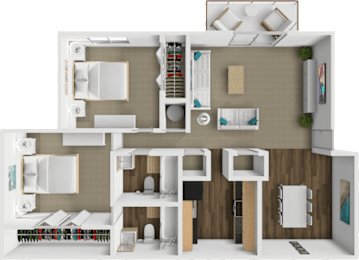 2 beds, 2 baths, 1,000 sqft, $1,260