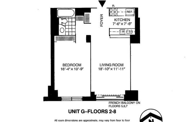1 bed, 1 bath, 632 sqft, $4,650, Unit 6G