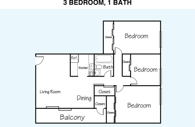 3 beds, 1 bath, 1,082 sqft, $2,086