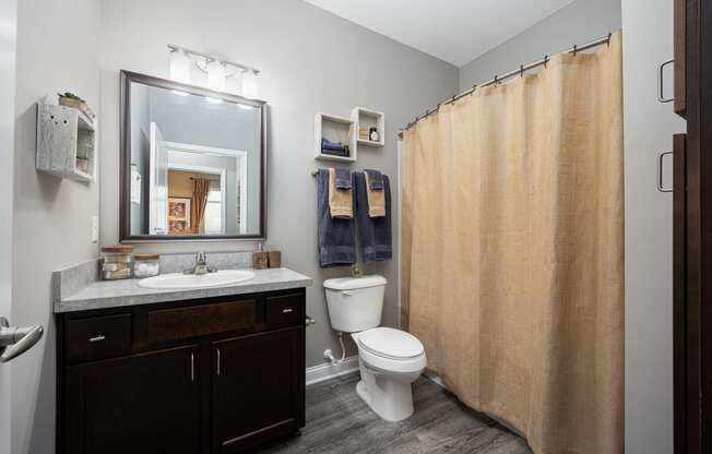 a bathroom with a shower and a sink and a toilet