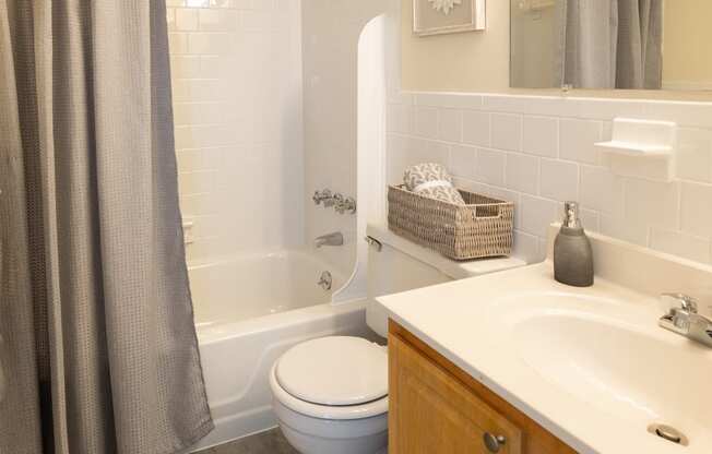 Bathroom with tub at Rockdale Gardens Apartments*, Baltimore, MD