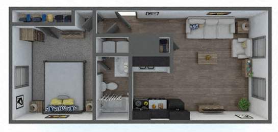 1 bed, 1 bath, 570 sqft, $873