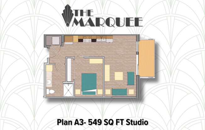 Studio, 1 bath, 549 sqft, $1,450, Unit #611