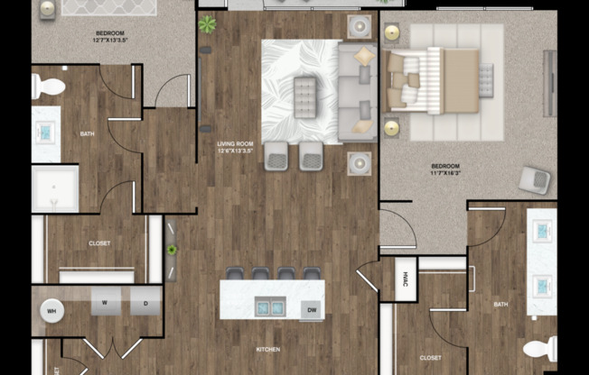 2 beds, 2 baths, 1,146 sqft, $1,459