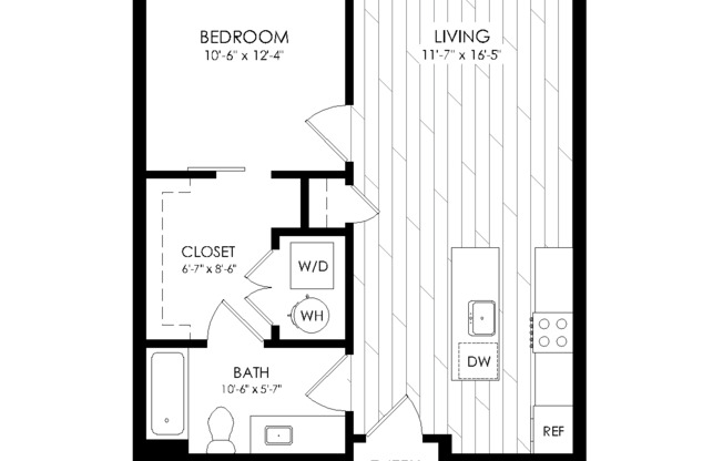 1 bed, 1 bath, 667 sqft, $1,495