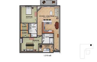 2 beds, 2 baths, 1,088 sqft, $2,180, Unit MEQ-6835-221