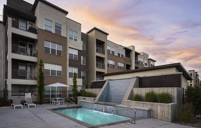 Hot Tub with a Waterfall at Parc View Apartments and Townhomes Midvale, UT 84047