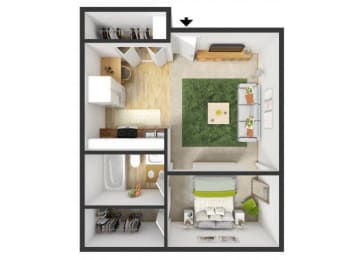 Studio, 1 bath, 452 sqft, $970