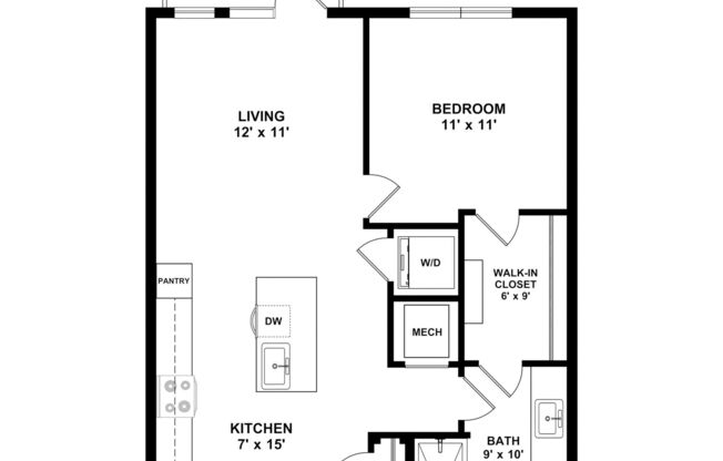 1 bed, 1 bath, 723 sqft, $1,780