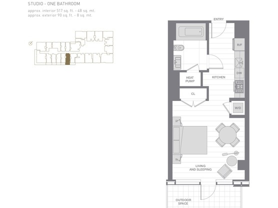 Studio, 1 bath, 544 sqft, $2,400, Unit 1019
