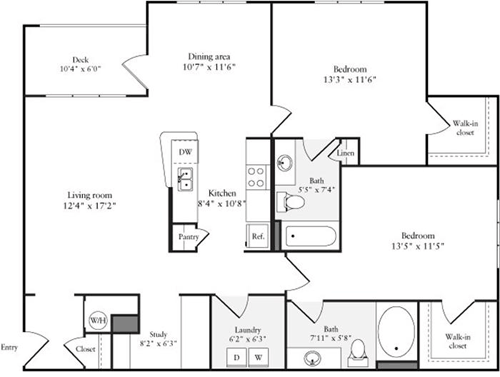 2 beds, 2 baths, 1,253 sqft, $3,070, Unit 1203