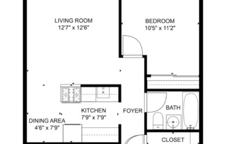 1 bed, 1 bath, 570 sqft, $1,095, Unit 3412-302
