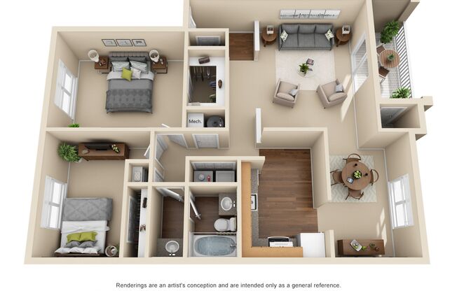 2 beds, 1 bath, 1,118 sqft, $1,299, Unit 527-102