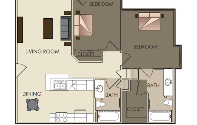 2 beds, 2 baths, 984 sqft, $1,495