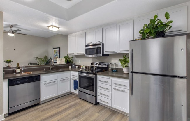 Kitchen with stainless steel appliances