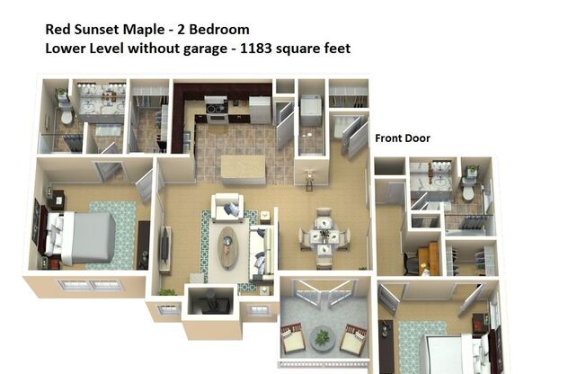 2 beds, 2 baths, 1,183 sqft, $1,885, Unit B03-316