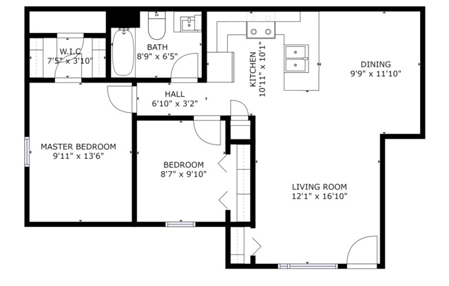 2 beds, 1 bath, $1,145, Unit 3413-16