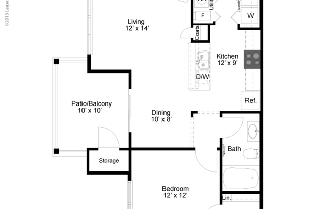 1 bed, 1 bath, 702 sqft, $1,374