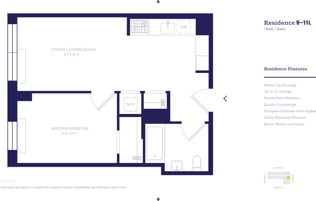 1 bed, 1 bath, $4,500, Unit 9L