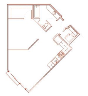 Studio, 1 bath, 624 sqft, $2,087