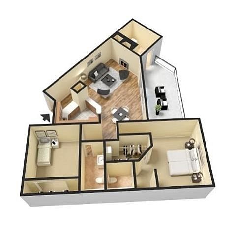 2 beds, 2 baths, 1,010 sqft, $1,529