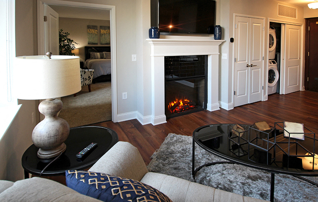 Modern Living Room at The Terminal Tower Residences Apartments, Cleveland